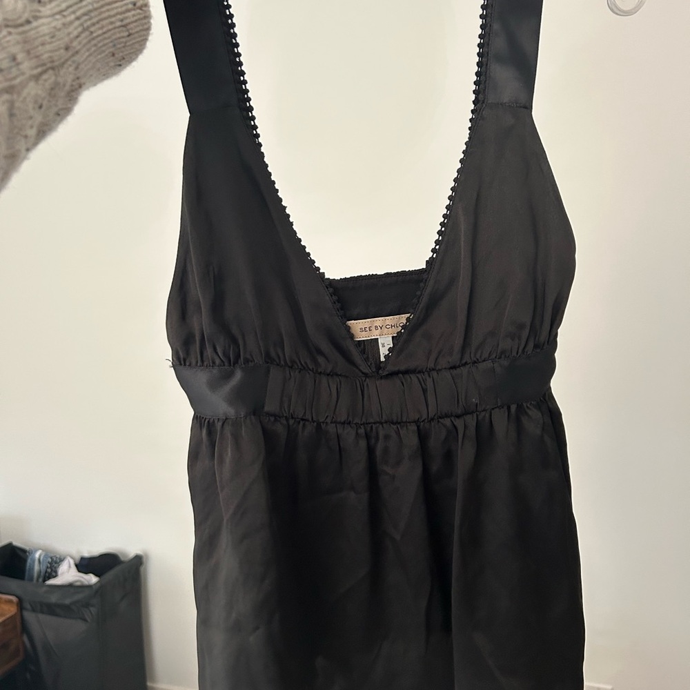 See By Chloe Black Gathered Top